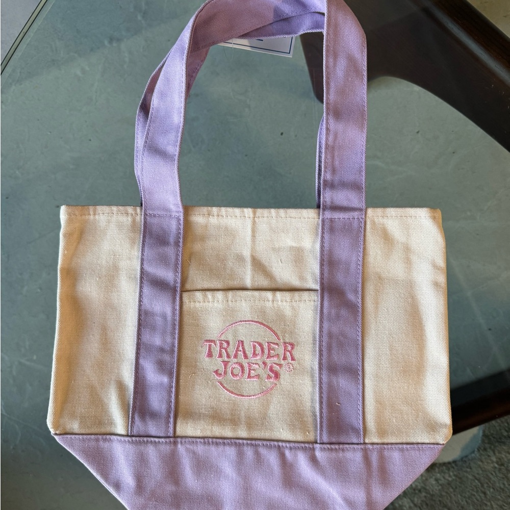 Trader Joe's Purple and Cream Tote Bag